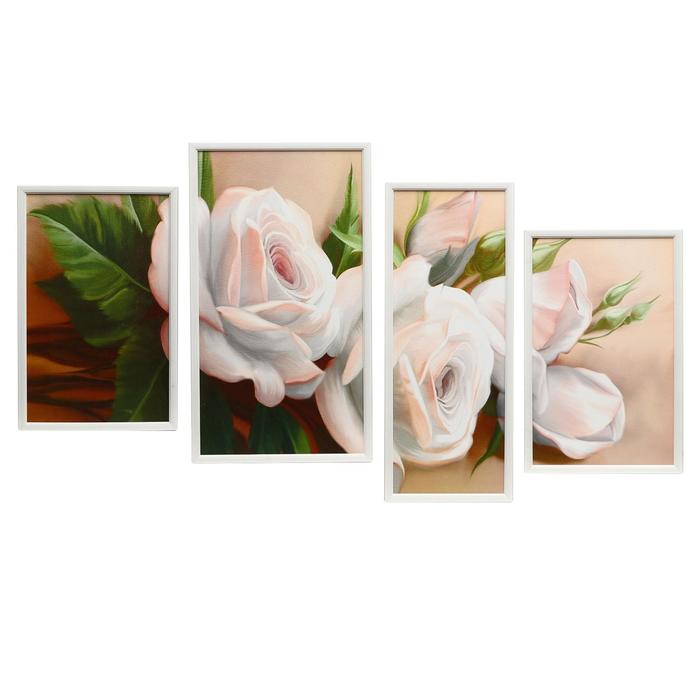 Модульная картина в раме "Белые розы"