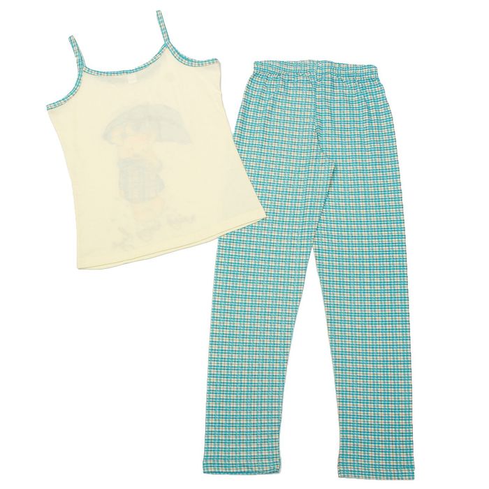 Пижама женская (майка, брюки), цвет голубой, размер 44