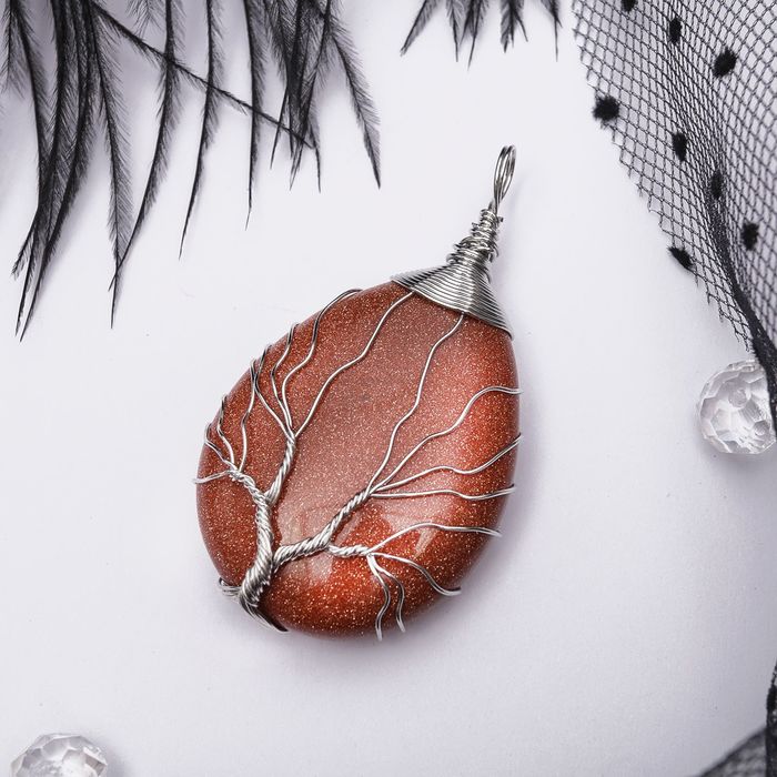 Подвеска дерево жизни "Авантюрин коричневый"