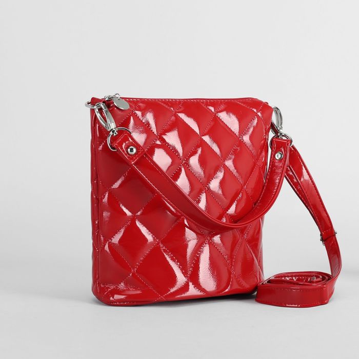 Сумка женская на молнии, 1 отдел, длинный ремень, цвет красный