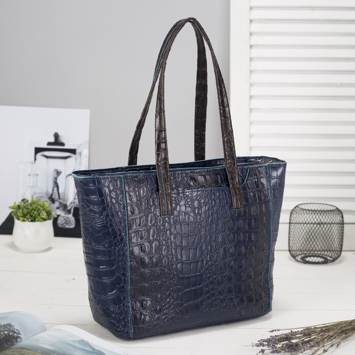 Сумка женская на молнии, 1 отдел, наружный карман, цвет синий