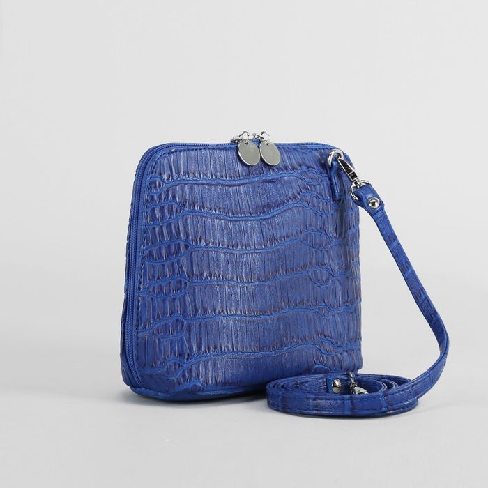 Сумка женская на молнии, 1 отдел, наружный карман, длинный ремень, цвет синий