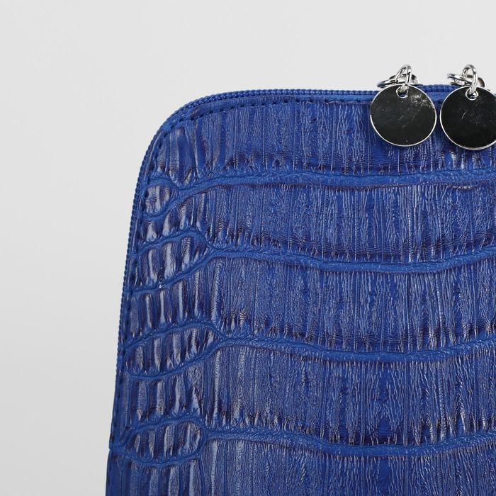 Сумка женская на молнии, 1 отдел, наружный карман, длинный ремень, цвет синий