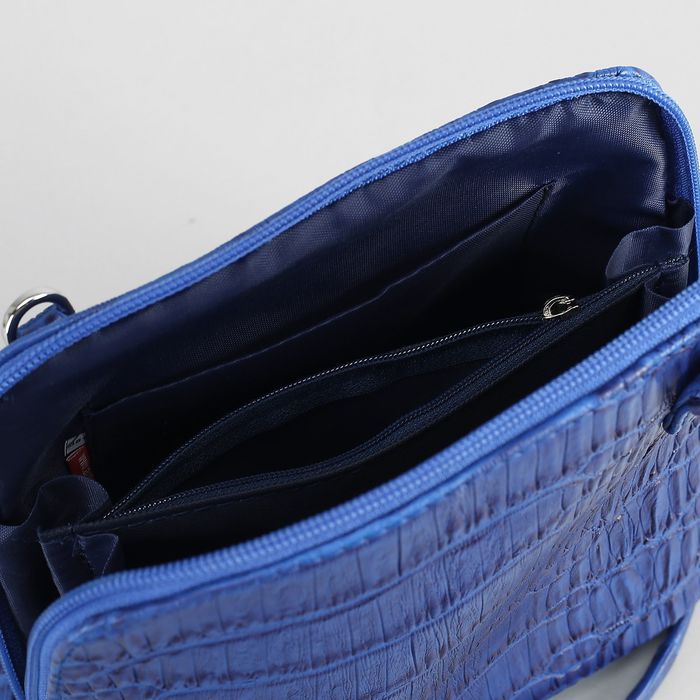 Сумка женская на молнии, 1 отдел, наружный карман, длинный ремень, цвет синий