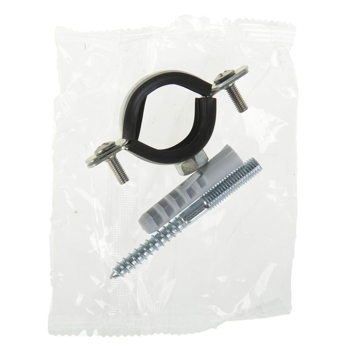 Хомут сантех. с гайкой М8, 1", диаметр 32-35 мм, в комплекте шпилька сантех. и дюбель