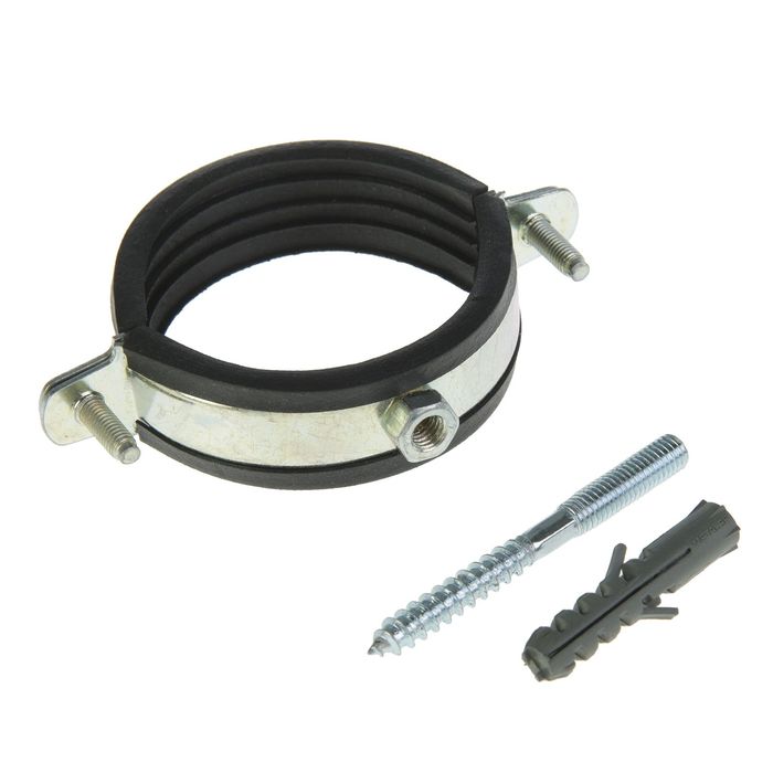 Хомут сантех. с гайкой М8, 21/2", диаметр 72-78 мм, в комплекте шпилька сантех. и дюбель