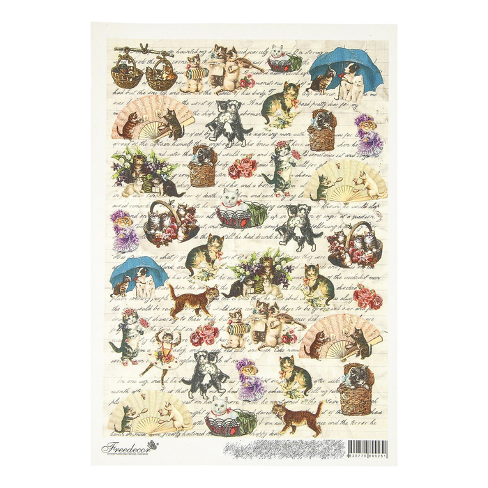 Пленка  Freedecor декупажная "Милые питомцы" формат А4  для темн.поверхностей