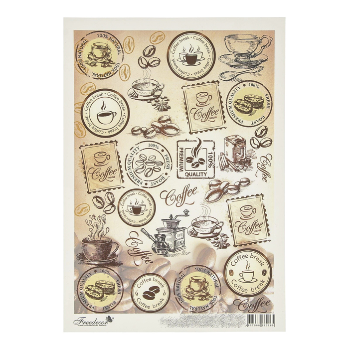 Пленка  Freedecor декупажная "Чашечку кофе?" формат А4  для темн.поверхностей