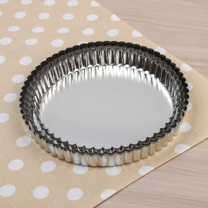 Набор форм для выпечки "Круг рифленый", 3 шт, d=20,22,23 см