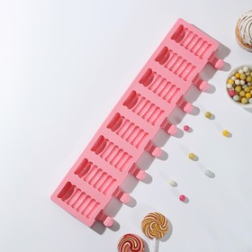 Форма для мороженого «Моника», 38×11×2 см, 8 ячеек, 6,6×3,4 см, цвет МИКС