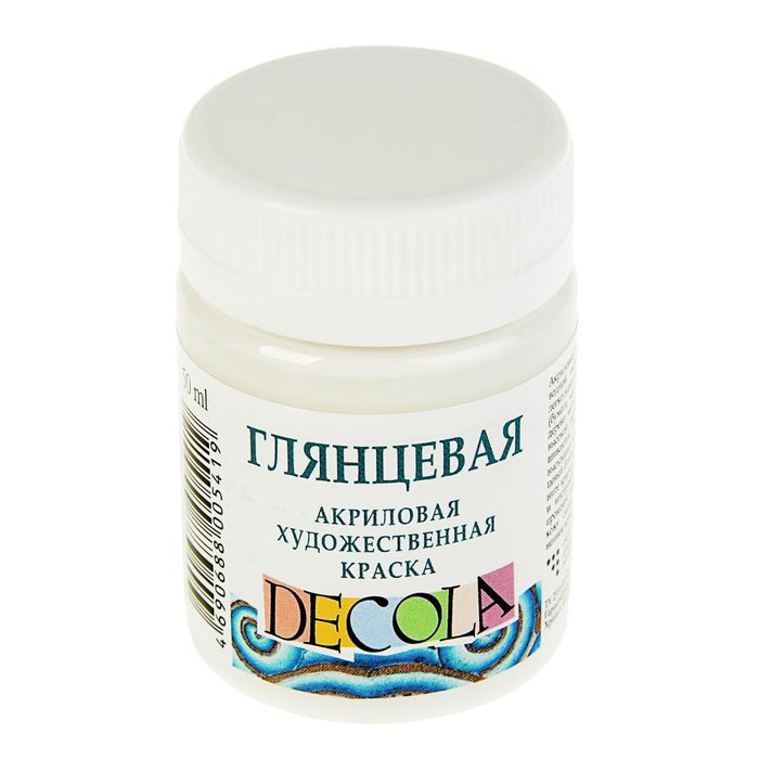 

Краска акриловая глянцевая 50 мл, ЗХК Decola, белая, 2928104