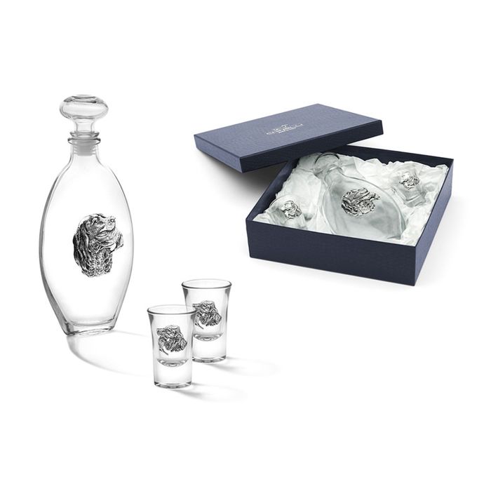 Набор "Спаниель" из штофа и двух стопок для водки, форма овальная