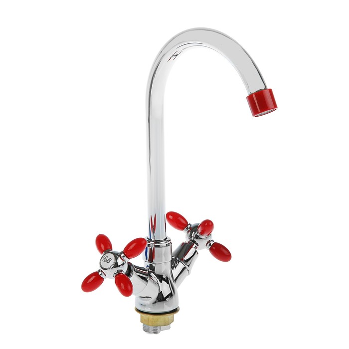 Смеситель для кухни Эверест В59-071С, силумин, цвет красный