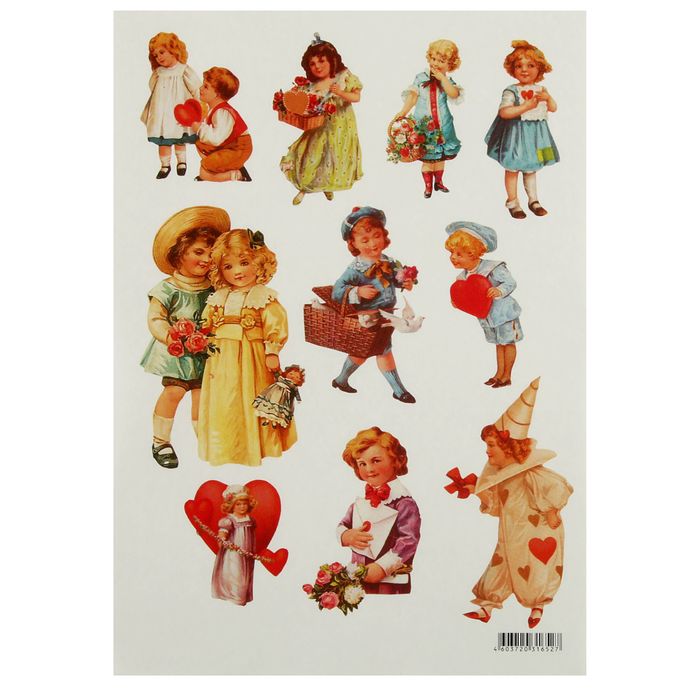 Декупажная карта "Детки (винтаж)" 54 г/м2 формат А4