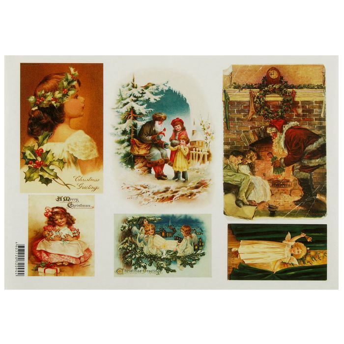 Декупажная карта "Новогодние ангелы" 54 г/м2 формат А4 (0043)