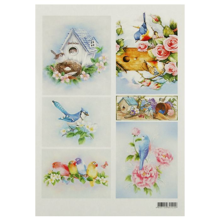 Декупажная карта "Птички" 54 г/м2 формат А4