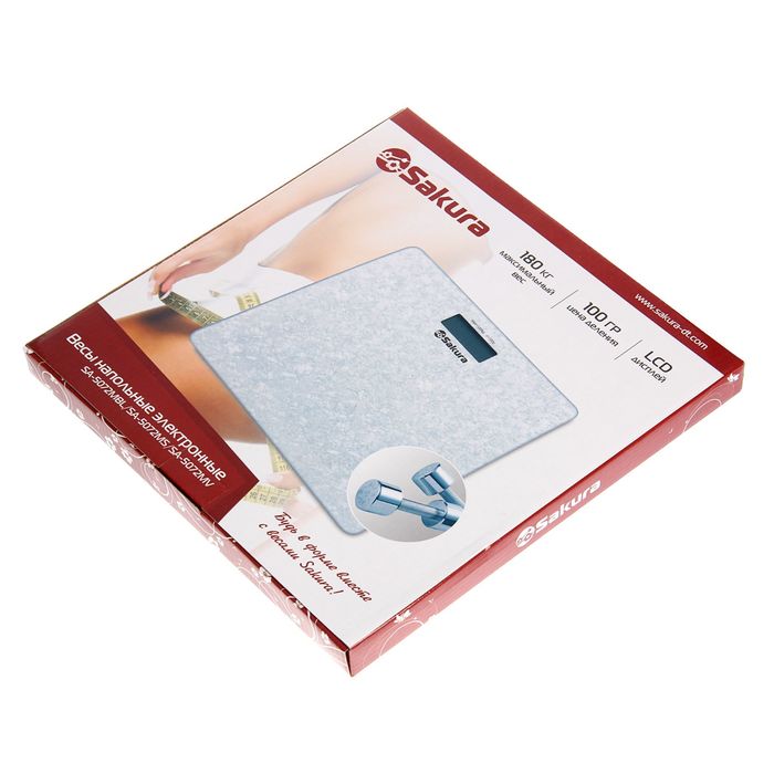 Весы напольные Sakura SA-5072MBL, электронные, до 180 кг, голубые