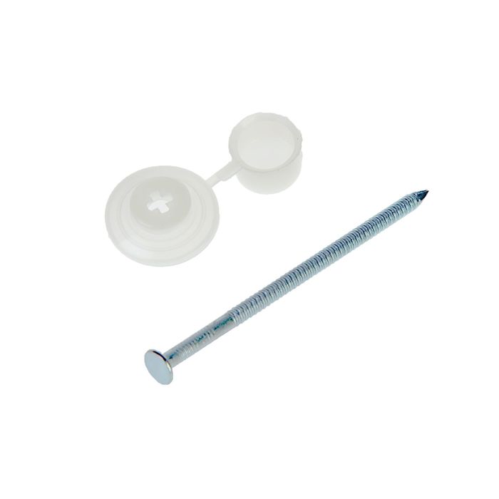 Гвозди для ондулина "СТРОЙБАТ", 80 мм, с пластиковой шляпкой, бесцветные, 100 шт.