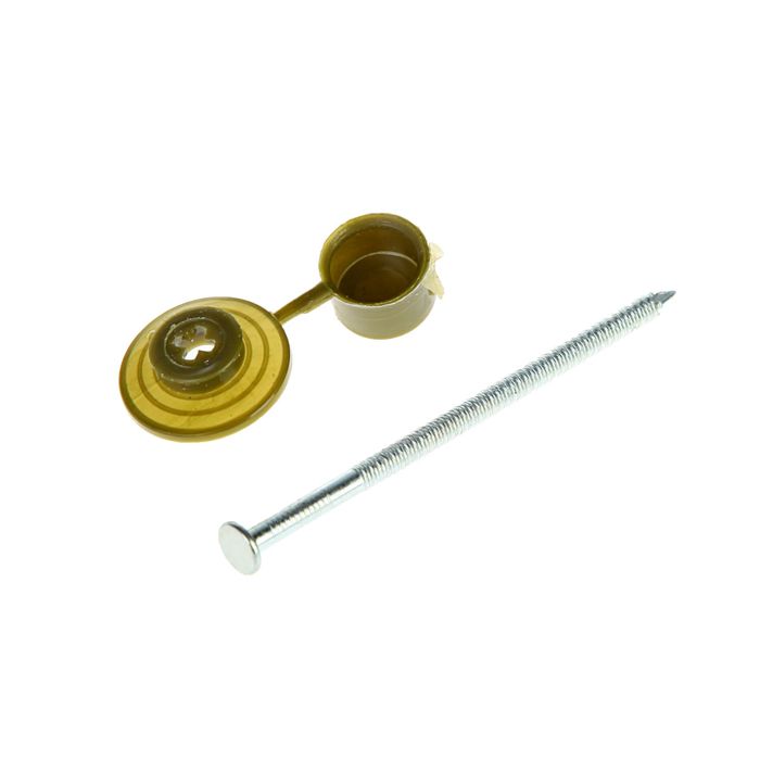 Гвозди для ондулина "СТРОЙБАТ", 80 мм, с пластиковой шляпкой, цвет хаки, 100 шт.