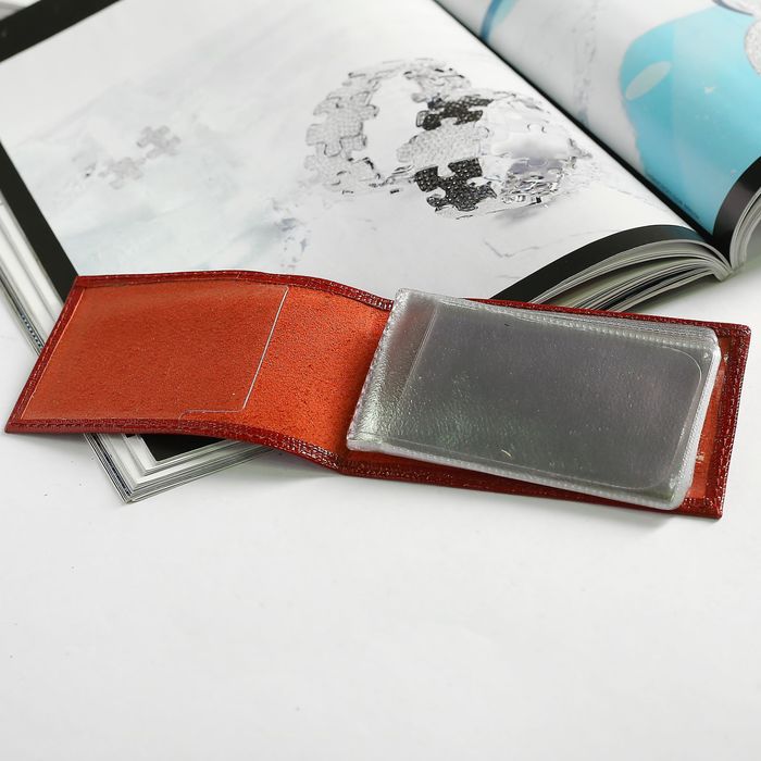 Визитница, 1 ряд, 18 листов, ящерица, цвет тёмно-красный