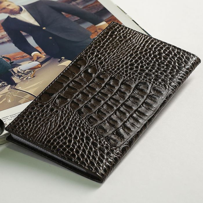 Визитница, 3 ряда, 72 карточки, кайман коричневый