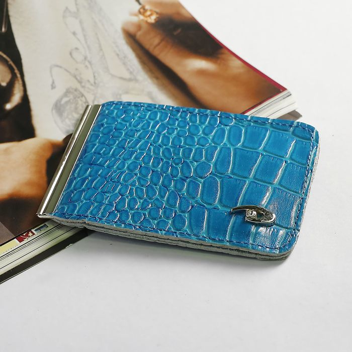Зажим для купюр, крокодил, цвет бирюзовый