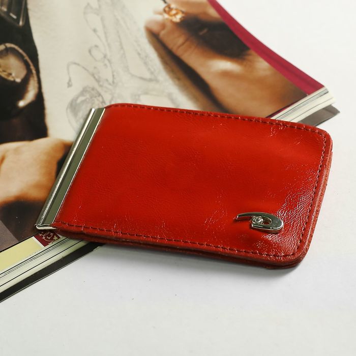 Зажим для купюр, наплак, цвет красный