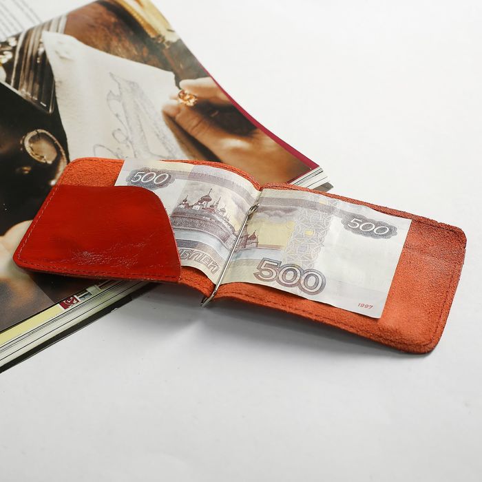 Зажим для купюр, наплак, цвет красный