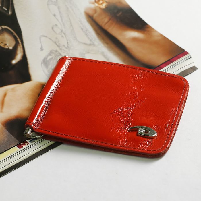 Зажим для купюр, наплак, цвет красный