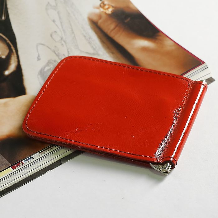 Зажим для купюр, наплак, цвет красный