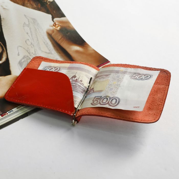 Зажим для купюр, наплак, цвет красный