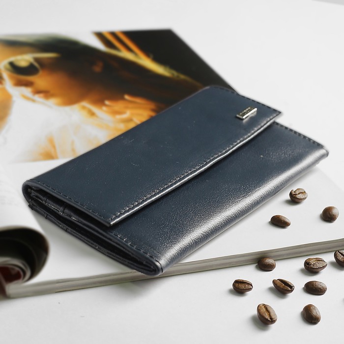 Кошелёк женский, 3 отдела, для карт, для монет, орфей синий