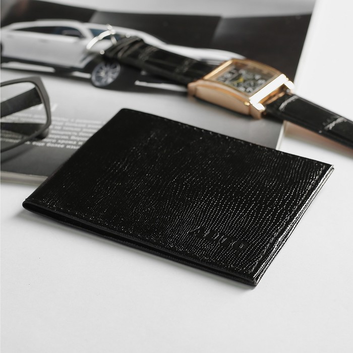 Обложка для автодокументов, ящер, цвет чёрный