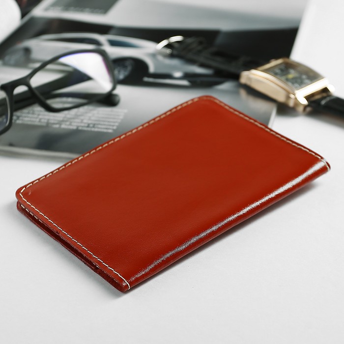 Обложка для автодокументов, для карт, анилин красный