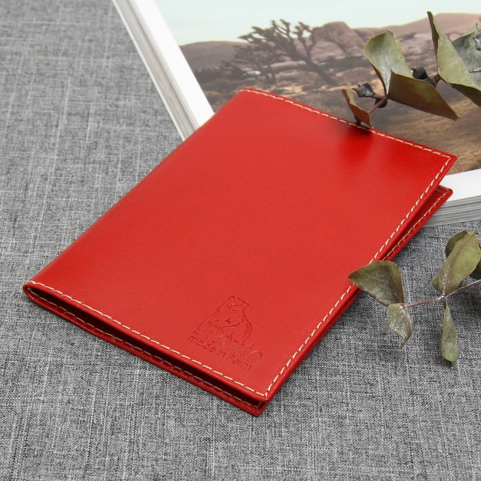 Обложка для автодокументов, анилин красный