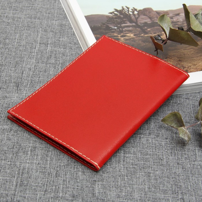 Обложка для автодокументов, анилин красный