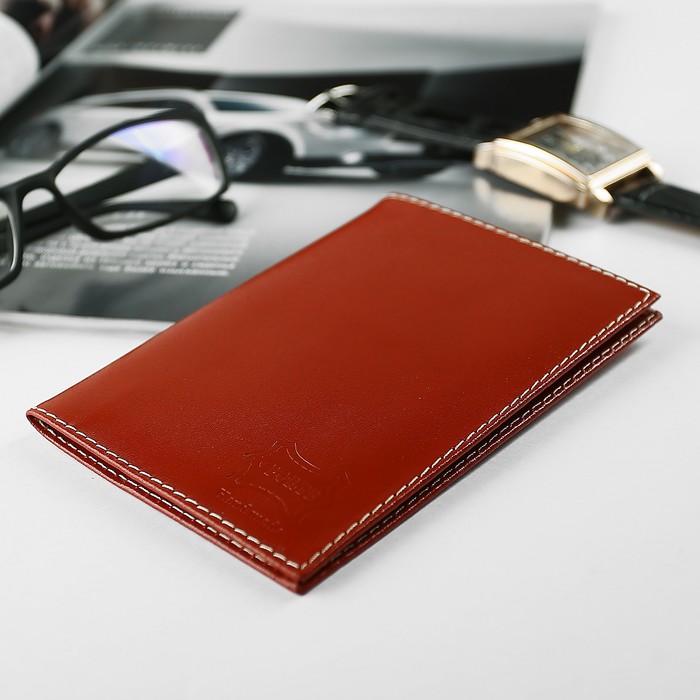 Обложка для автодокументов, анилин красный