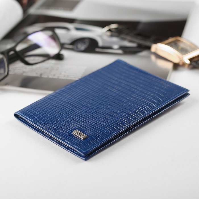 Обложка для автодокументов, для карт, ящерица, цвет синий