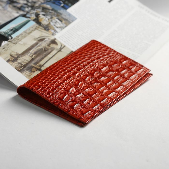 Обложка для паспорта, 5 карманов для карт, кайман, цвет красный