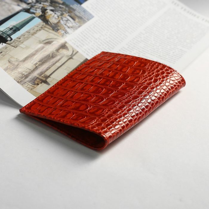 Обложка для паспорта, 5 карманов для карт, кайман, цвет красный