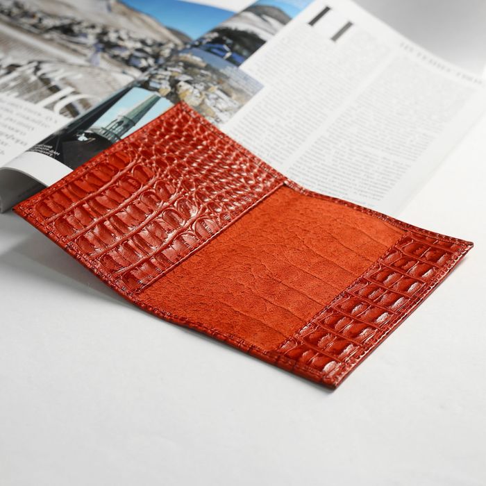 Обложка для паспорта, 5 карманов для карт, кайман, цвет красный