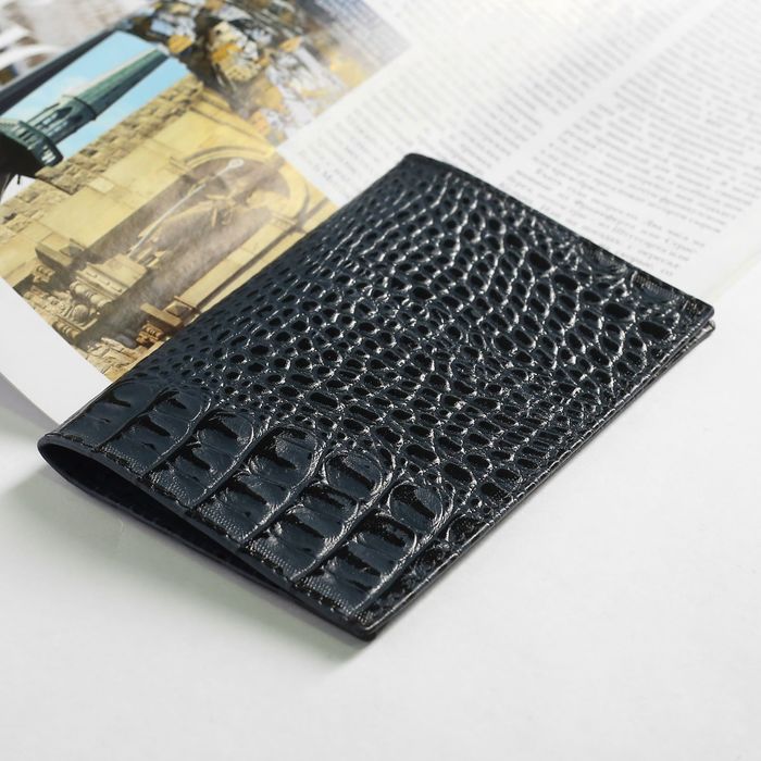 Обложка для паспорта, кайман, цвет синий