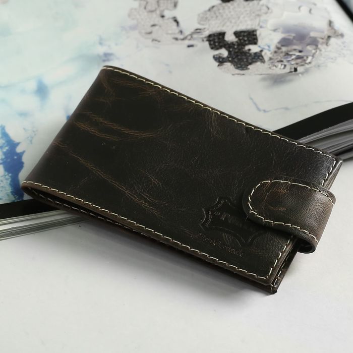 Визитница, 1 ряд, 18 карт, с хлястиком, пулап, трюфель