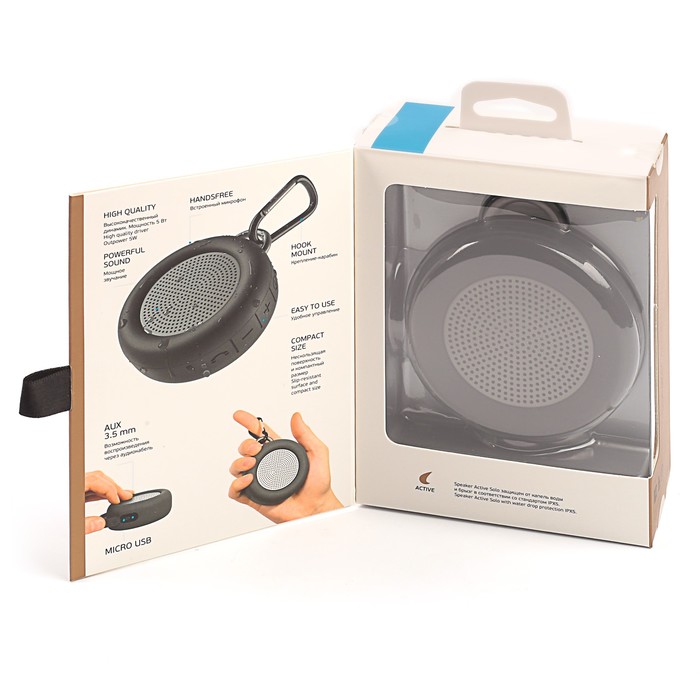 Портативная акустика Deppa Speaker Active Solo 1x5W, BT4.1+EDR, AUX, IPX5, черная