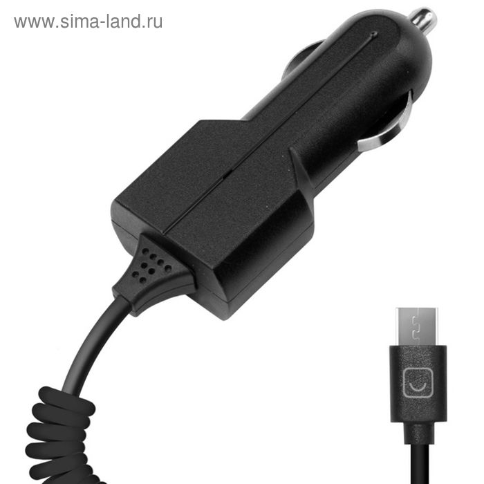 Авто З/У Prime Line (2202) micro USB 1000 mA, черный  витой кабель