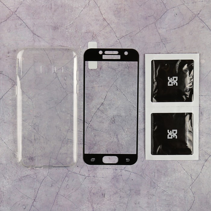 Комплект DF sKit-08 для Samsung Galaxy A3 (2017), стекло + чехол силиконовый