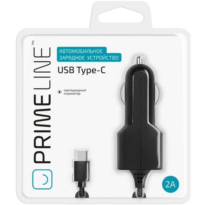 Авто З/У Prime Line (2217)  Type-C, 2.1A, черный