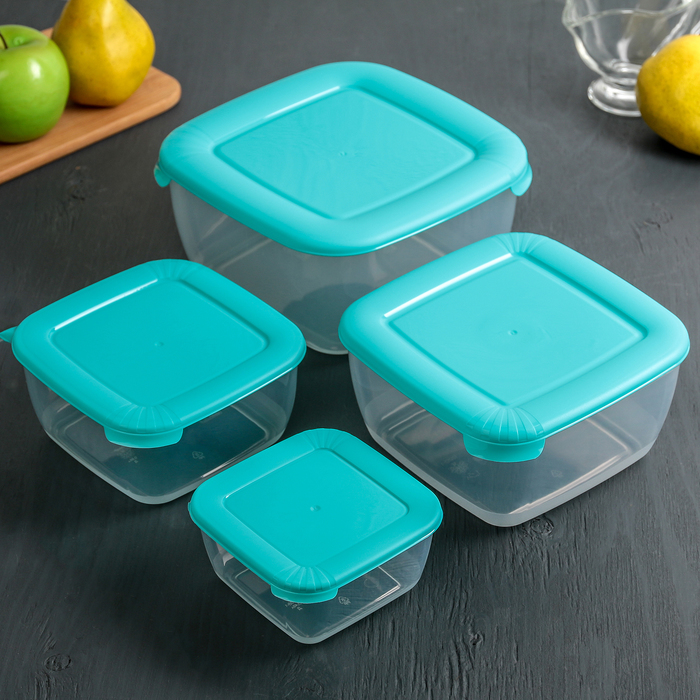 Набор контейнеров для СВЧ "Лайт" 4 шт: 0,46 л, 0,95 л, 1,5 л, 2,5 л, цвет МИКС