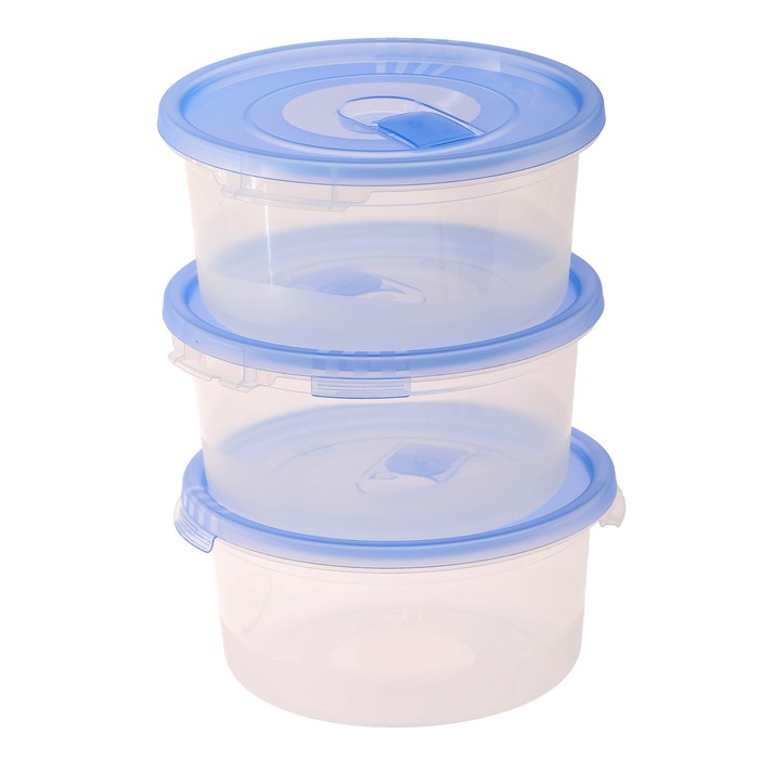 Набор контейнеров для СВЧ 0,8 л, с клапаном "Смайл" 3 шт, цвет МИКС