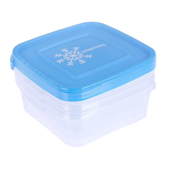 Набор контейнеров для замораживания продуктов 0,7 л "Морозко" 3 шт, цвет красный